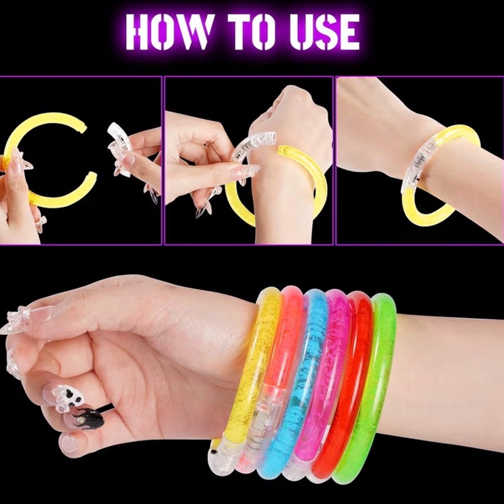 LED Glow Party Bracelets - Multicolor 6 pieces in each bag NWT - Picture 4 of 6